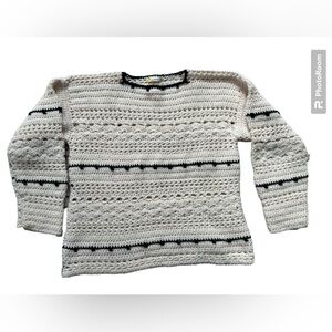 Hand Crocheted sweater, boxy, size medium